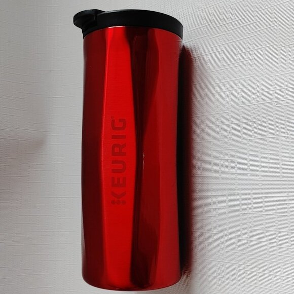 KEURIG STAINLESS STEEL TUMBLER 14 oz FACETED Travel Mug Ruby Red - Picture 3 of 6